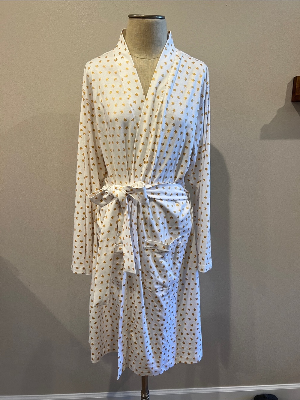 Roller Rabbit White Robe with Gold Star Motif